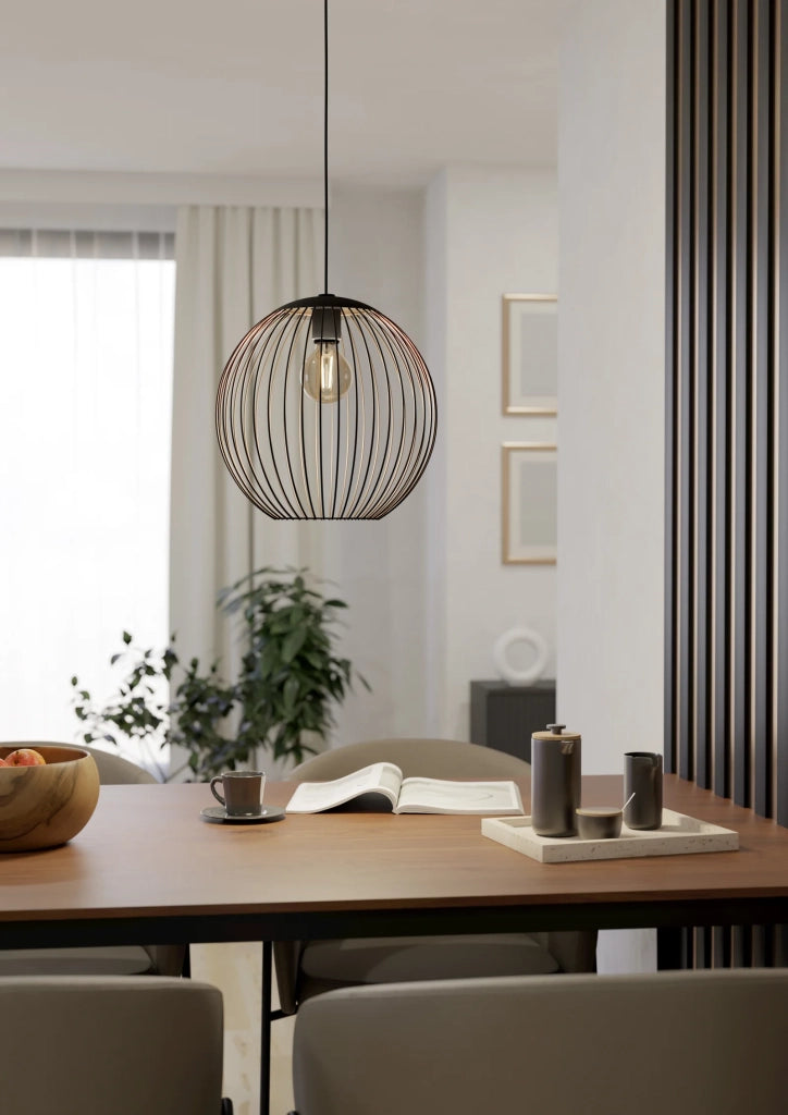Sospensione Rustica Country Almanzora Acciaio Nero 1 Luce E27 Ip20