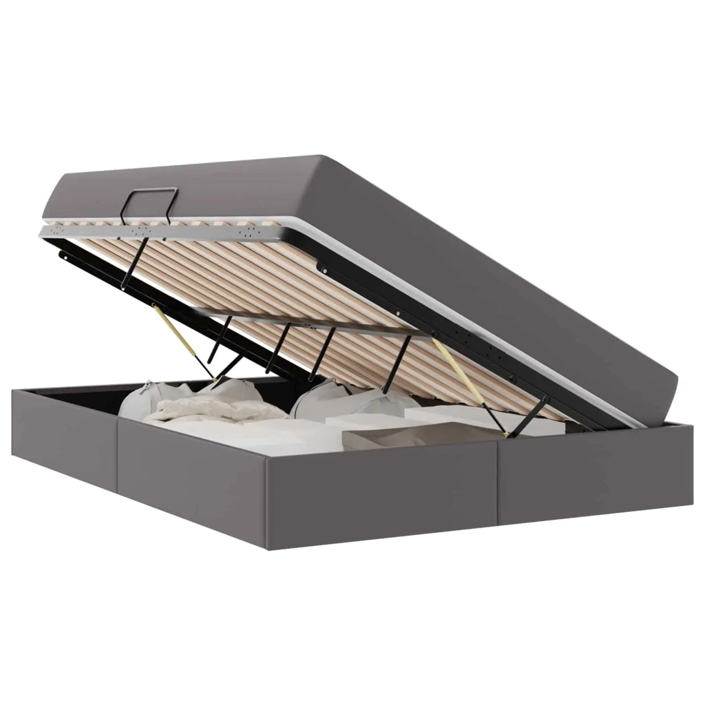 Letto con contenitore e materasso 2 pcs Grigio Pelle 3399614