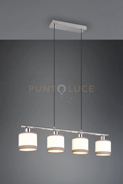 DAVOS SOSPENSIONE METALLO CROMATO 4 PARALUMI BIANCO E GRIGIO L. 75CM 4 LUCI ATTACCO E14