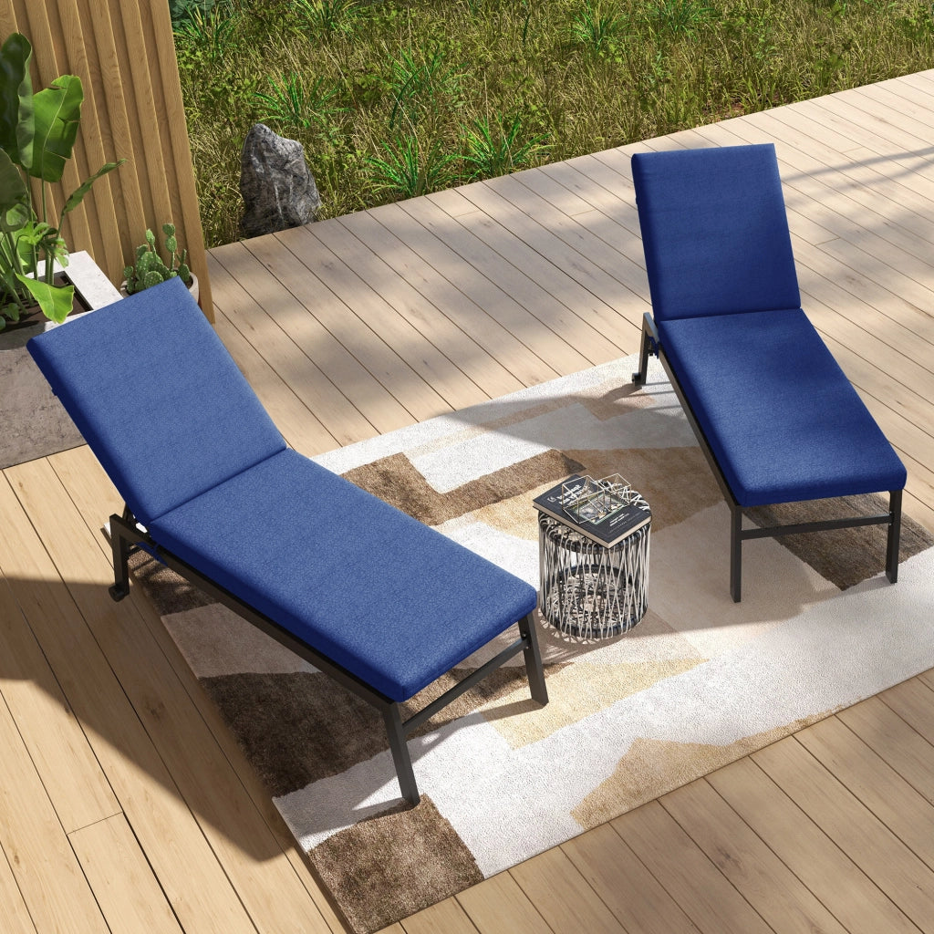 Cuscini per Chaise Longue ¨C zephmum ¨C 2 Pezzi, Blu, con Sangle