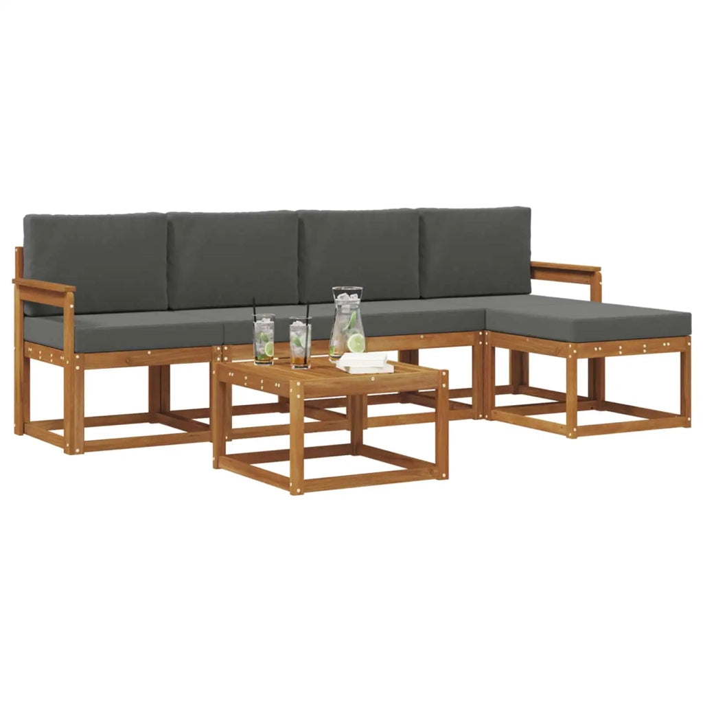 Set di divani da esterno con cuscino 6 pcs Naturale e Antracite