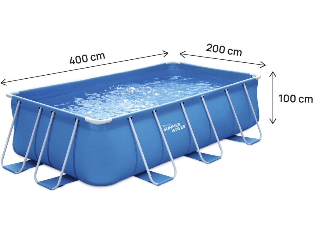 Piscina tubolare rettangolare "Flora" - 4 x 2 x 1 m - Blu
