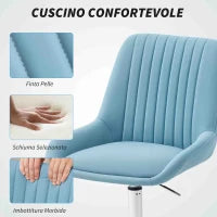 Sedia per Scrivania ad Altezza Regolabile con 5 Rotelle, in Silicone PU, Schiuma e Acciaio, 52x58x80-90 cm, Blu