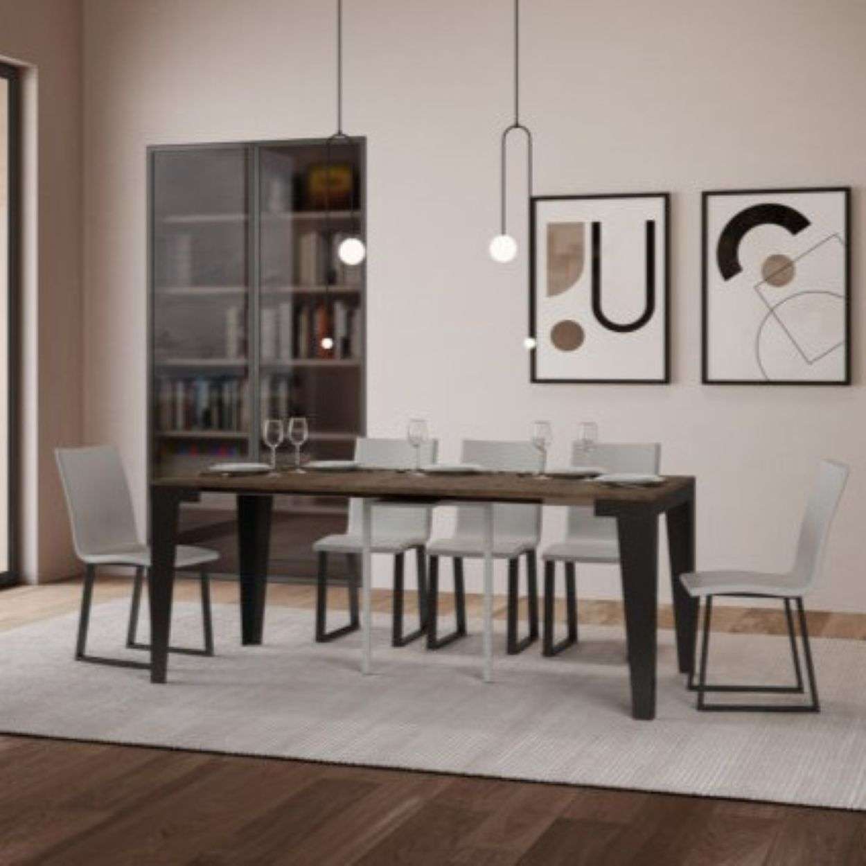 shopinnovativo- Consolle allungabile 90x40/196 cm Flame Small Evolution noce telaio e gambe antracite