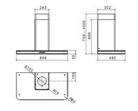 CAPPA STIVIA PARETE - cm 90 - inox, nero - 800 m3/h