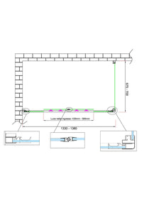 Box doccia 6 mm H 190 parete fissa e porta a 4 ante con apertura centrale MISURA 67,5-70 ANTA FISSA + PORTA 133-138 