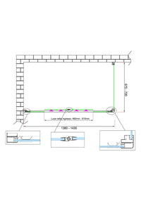 Box doccia 6 mm H 190 parete fissa e porta a 4 ante con apertura centrale MISURA 67,5-70 ANTA FISSA + PORTA 138-143 