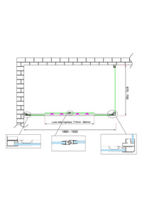 Box doccia 6 mm H 190 parete fissa e porta a 4 ante con apertura centrale MISURA 67,5-70 ANTA FISSA + PORTA 188-193 
