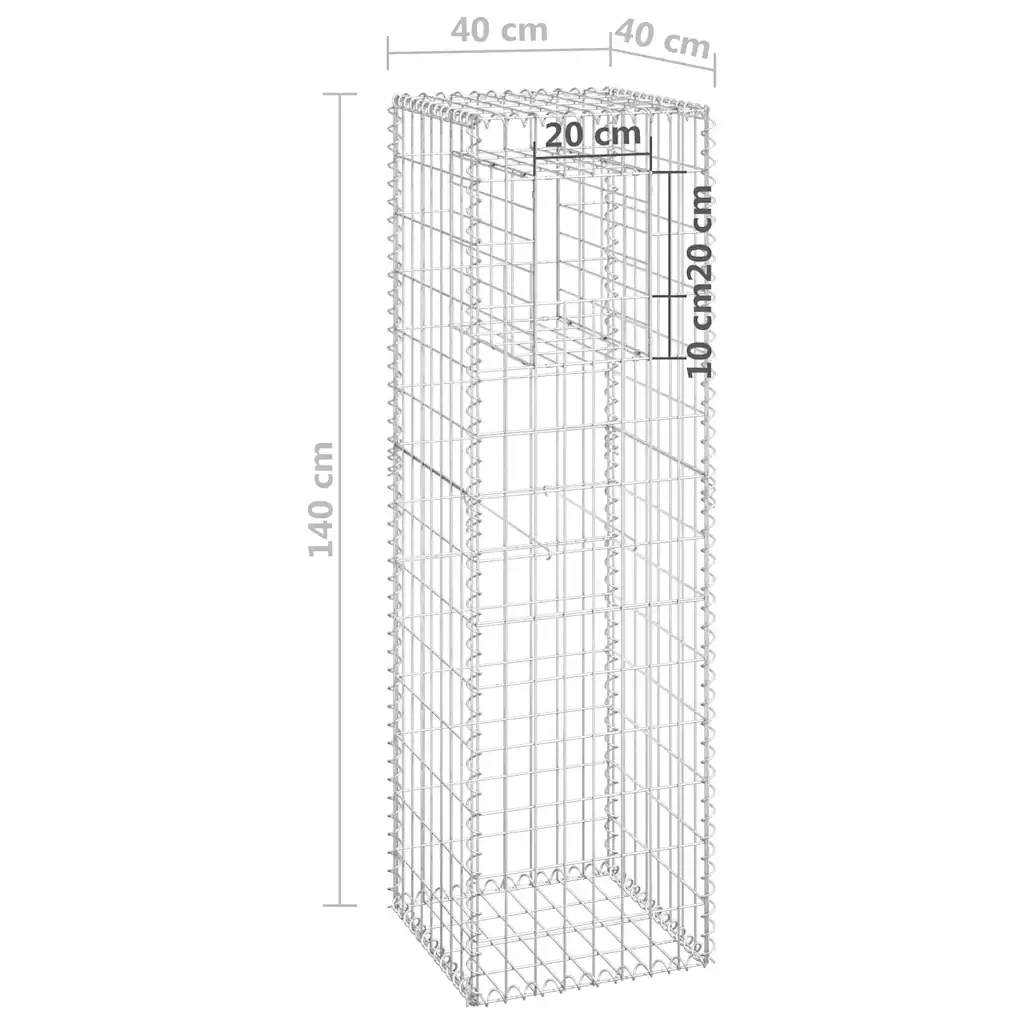 Cesti a Gabbione a Torre 2 pz 40x40x140 cm in Ferro