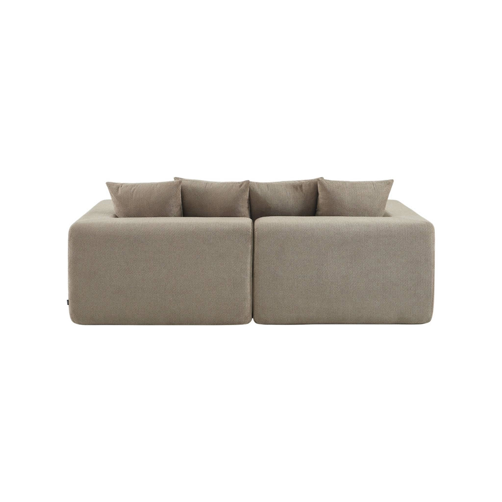 Divano modulare in tessuto ciniglia, 2 posti, beige scuro