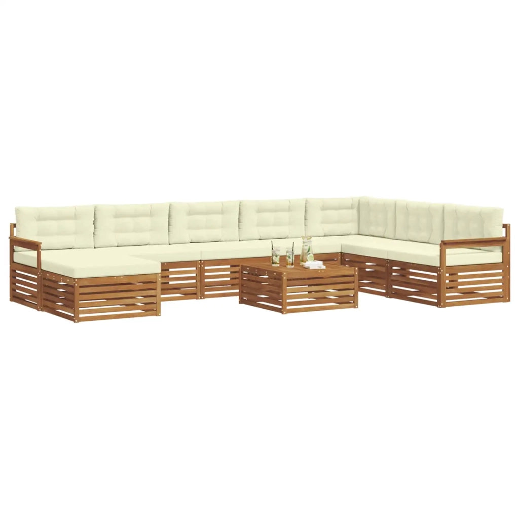 Set di divani da esterno con cuscino 9 pcs Naturale e Crema 3373965