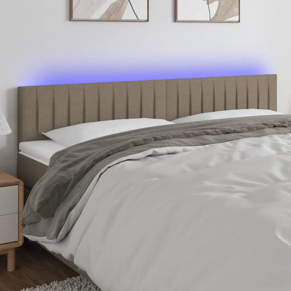 Testiera | Testata a LED Tortora 180x5x78/88 cm in Tessuto
