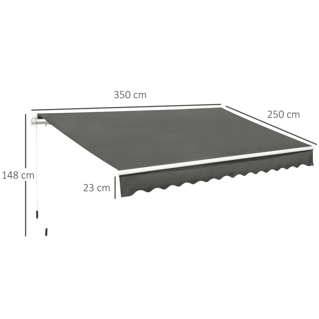 Tenda da Sole per Esterno Avvolgibile a Bracci ¨C zephmum ¨C Grigio 350x250 cm