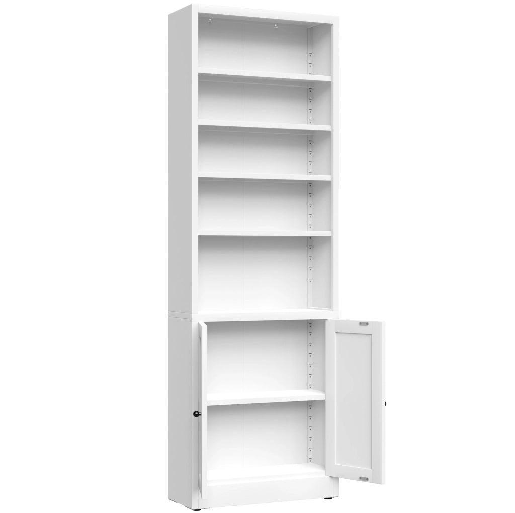 LIBRERIA CON PORTA E RIPIANI REGOLABILI 180,34 x 60 x 23,4 cm METALLO BIANCO