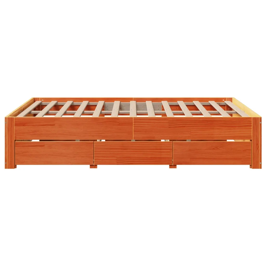 Giroletto senza Materasso con Cassetti Marrone Cera 140x190 cm