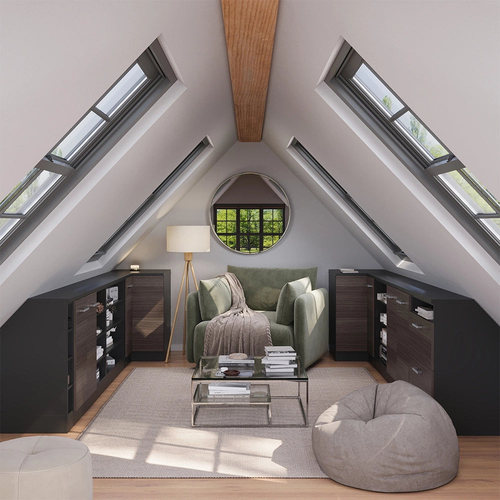Mobile sottotetto Rion Grigio nobile/Antracite 60 x 83.8 cm con 2 cassetti, carcassa 60 cm profondità Vicco