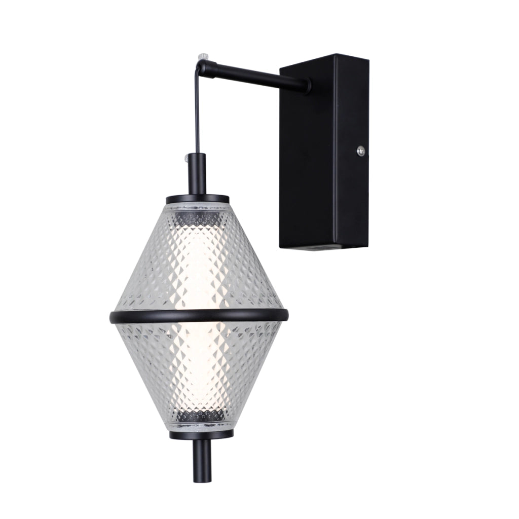 Applique moderna nera opaca vetro retinato LED 5W Italux