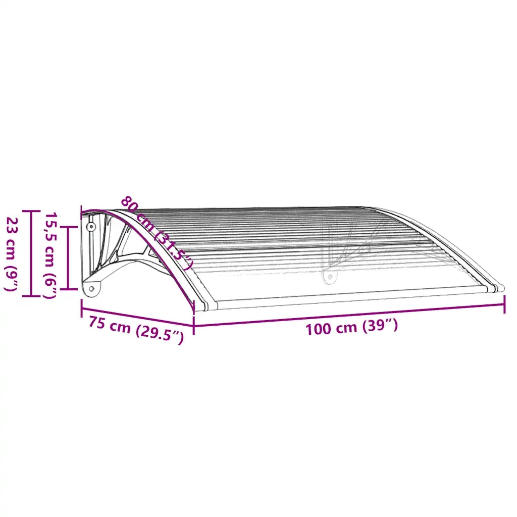 Pensilina per porta grigia e trasparente 100x75 cm in policarbonato CFW5920971