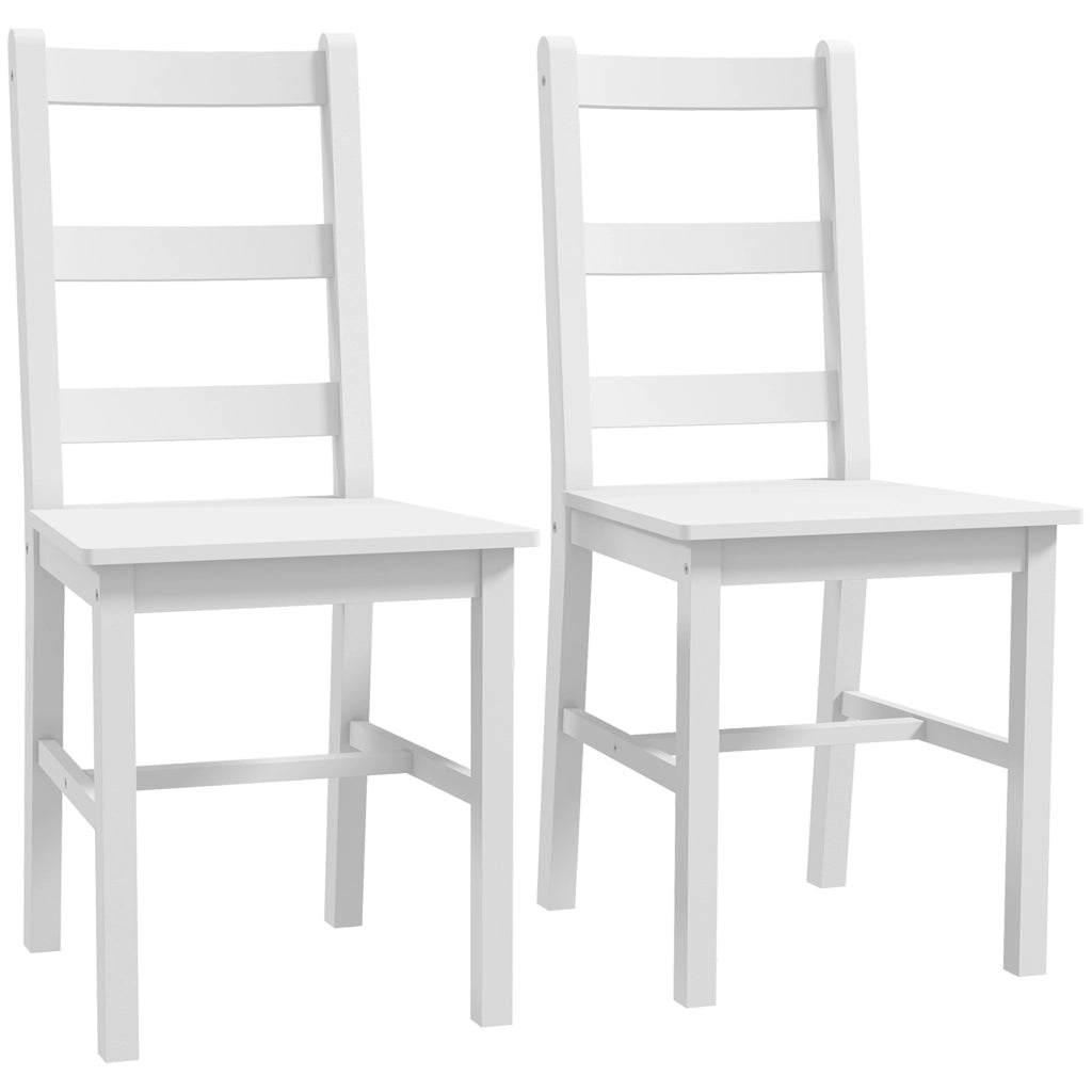 Set di 2 Sedie da Pranzo in Legno Massello di Pino ¨C zephmum ¨C Bianco