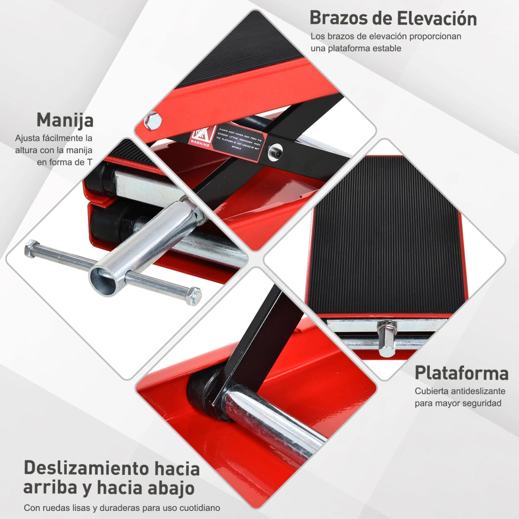 Piattaforma Elevatrice a Forbice per Moto 500 kg ¨C zephmum ¨C Nero e Rosso 41.5x23.5x10-37 cm