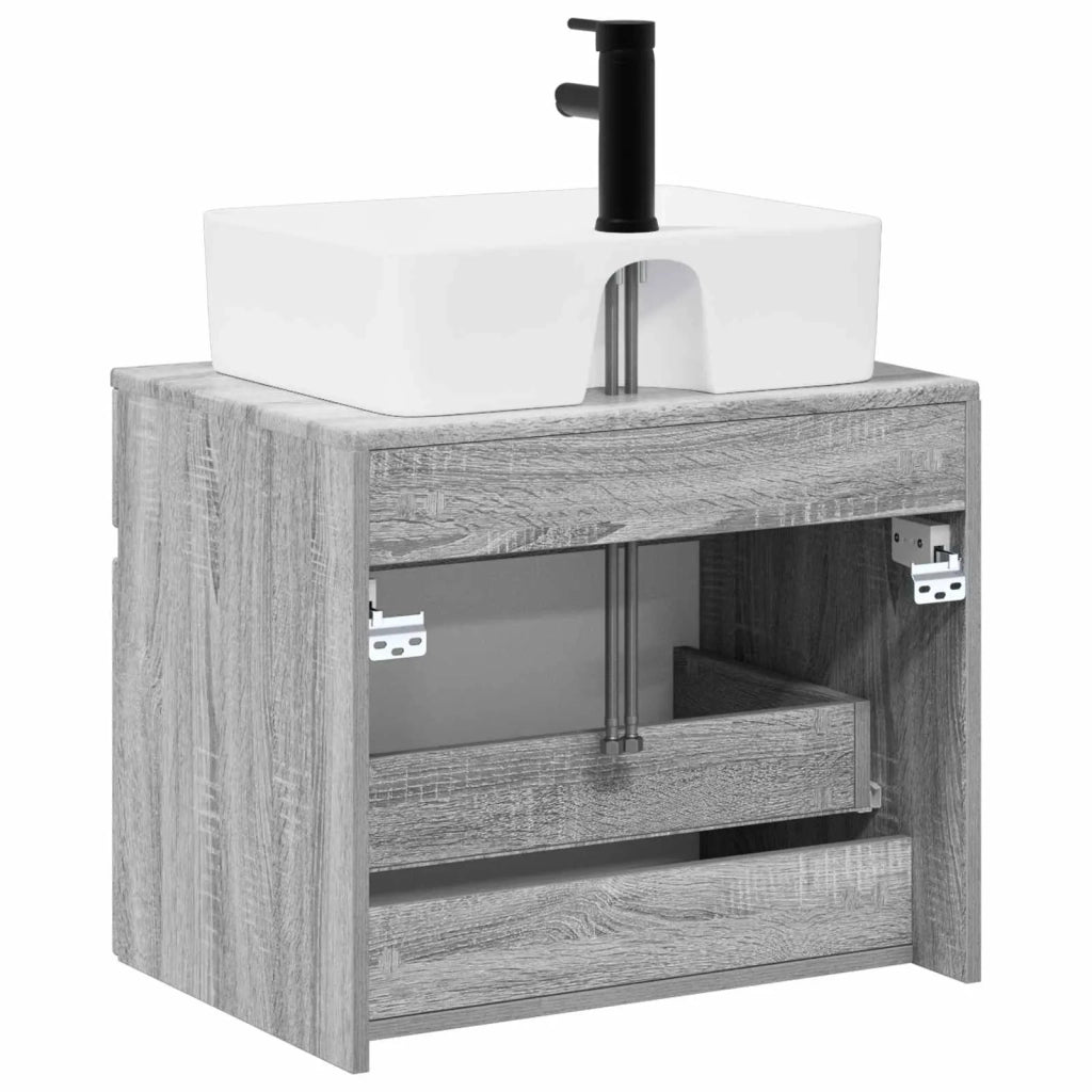 Set di mobili per il bagno Sonoma grigio Legno ingegnerizzato 3404296