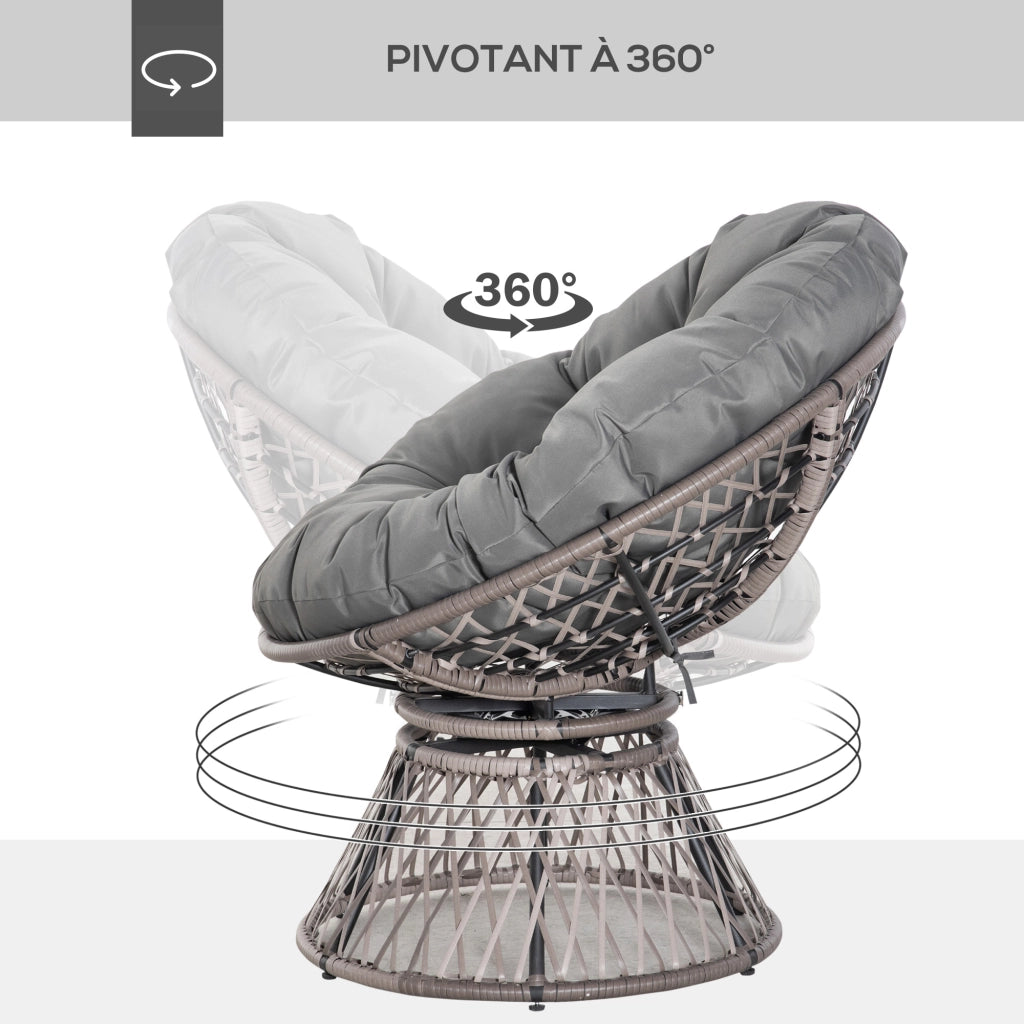 Poltrona da giardino girevole ¨C Minimal ¨C grigio ? 97 x 86 cm