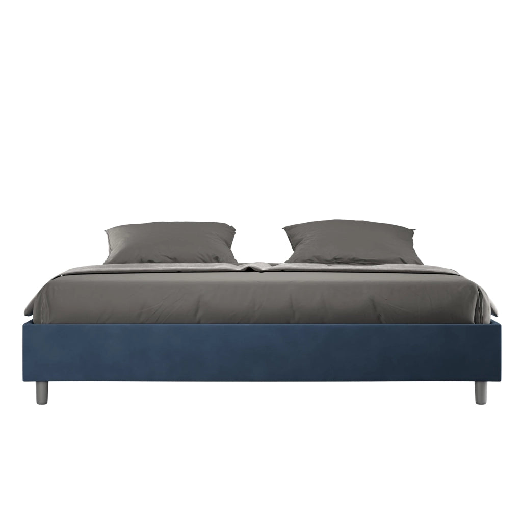 Letto Matrimoniale Extra Large Sommier 200x200 cm con Rete e Contenitore Azelia Blu