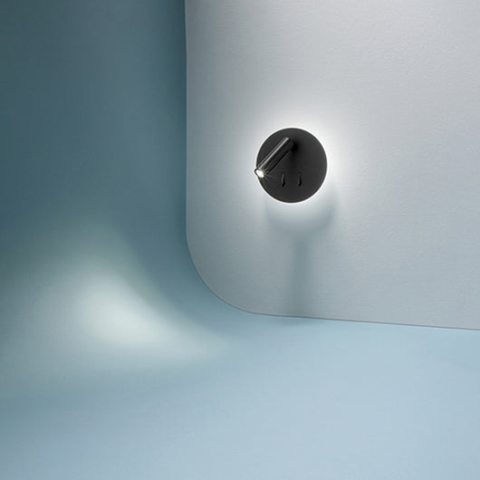 Applique Tonda Contemporanea Plug Metallo Nero Acrilico Led 6W 3000K