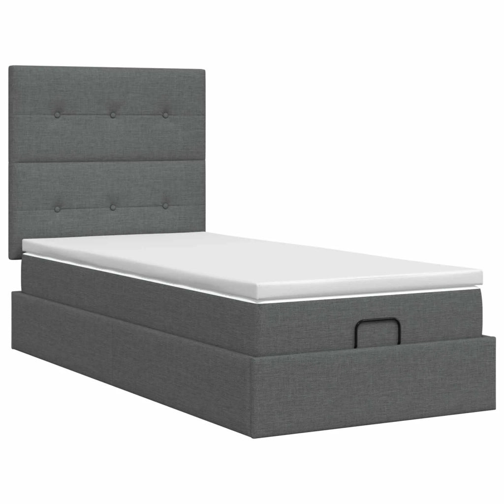 Letto ottomano con materasso Grigio Scuro 100 x 200 cm Tessuto 3457467