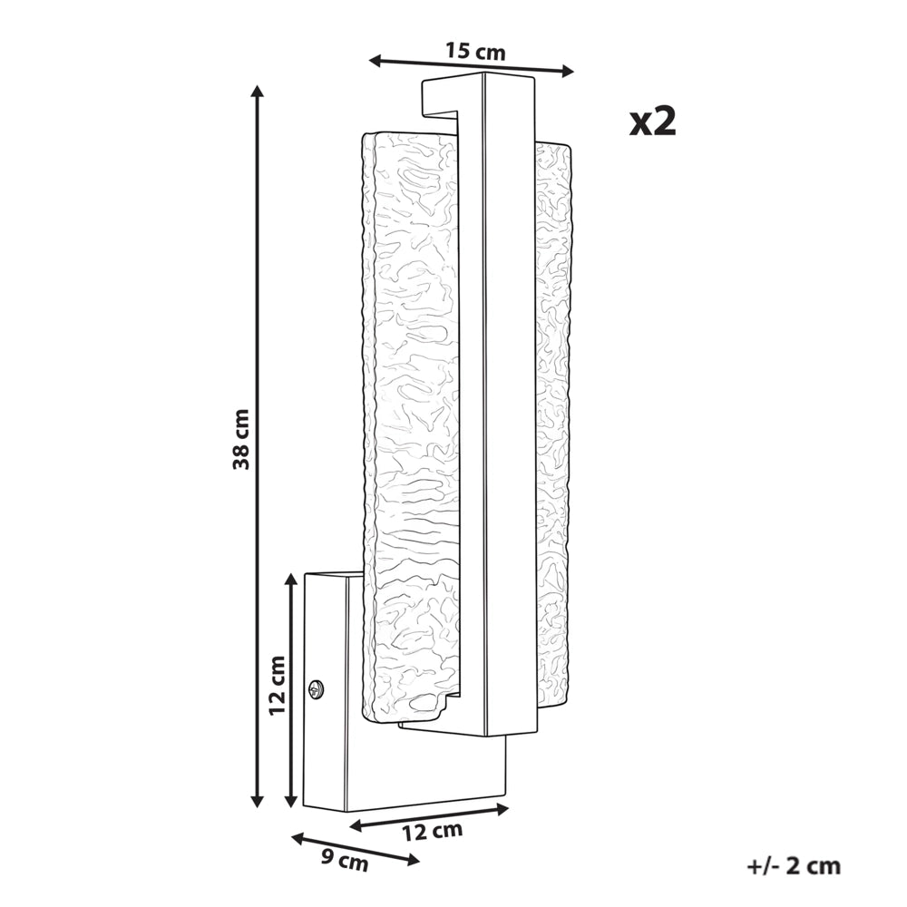 Set di 2 lampade da parete a LED per esterni in metallo, stile tradizionale, per ingresso e portico, nero