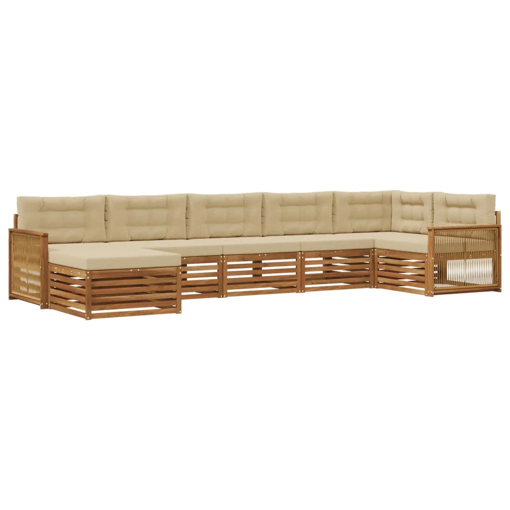 Set di divani da esterno 7 pz Naturale e Beige 3383631