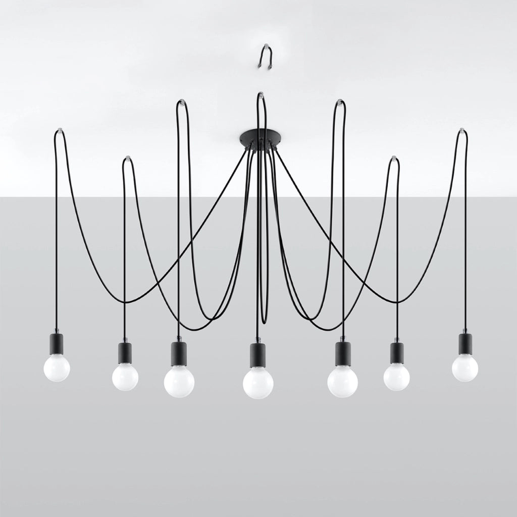 Lampadario Nikolo 7 luci nero in metallo Pure Lume
