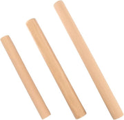 Tre diverse misure di rotella di legno per impastare pasta per pizza, biscotti e fondant.