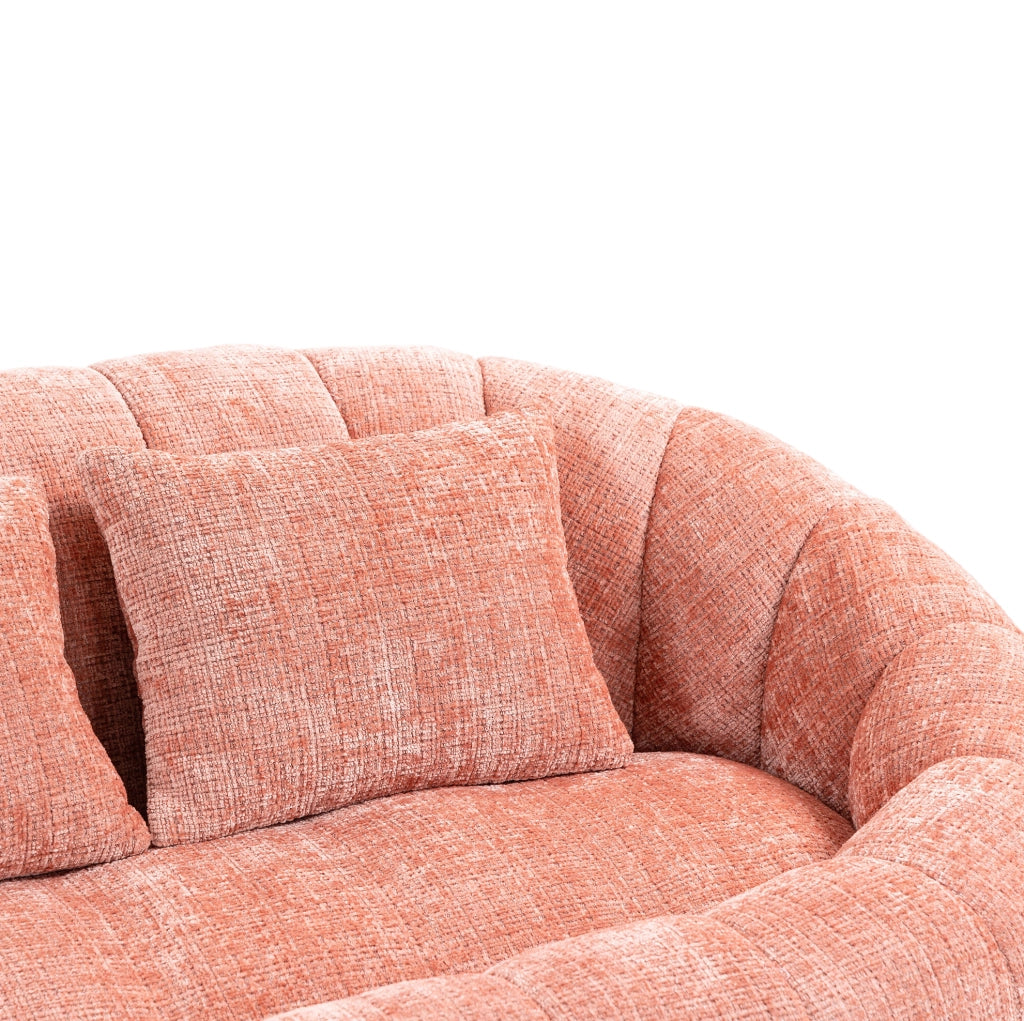 Divano lounge 2 posti in ciniglia rosa con schiuma memory