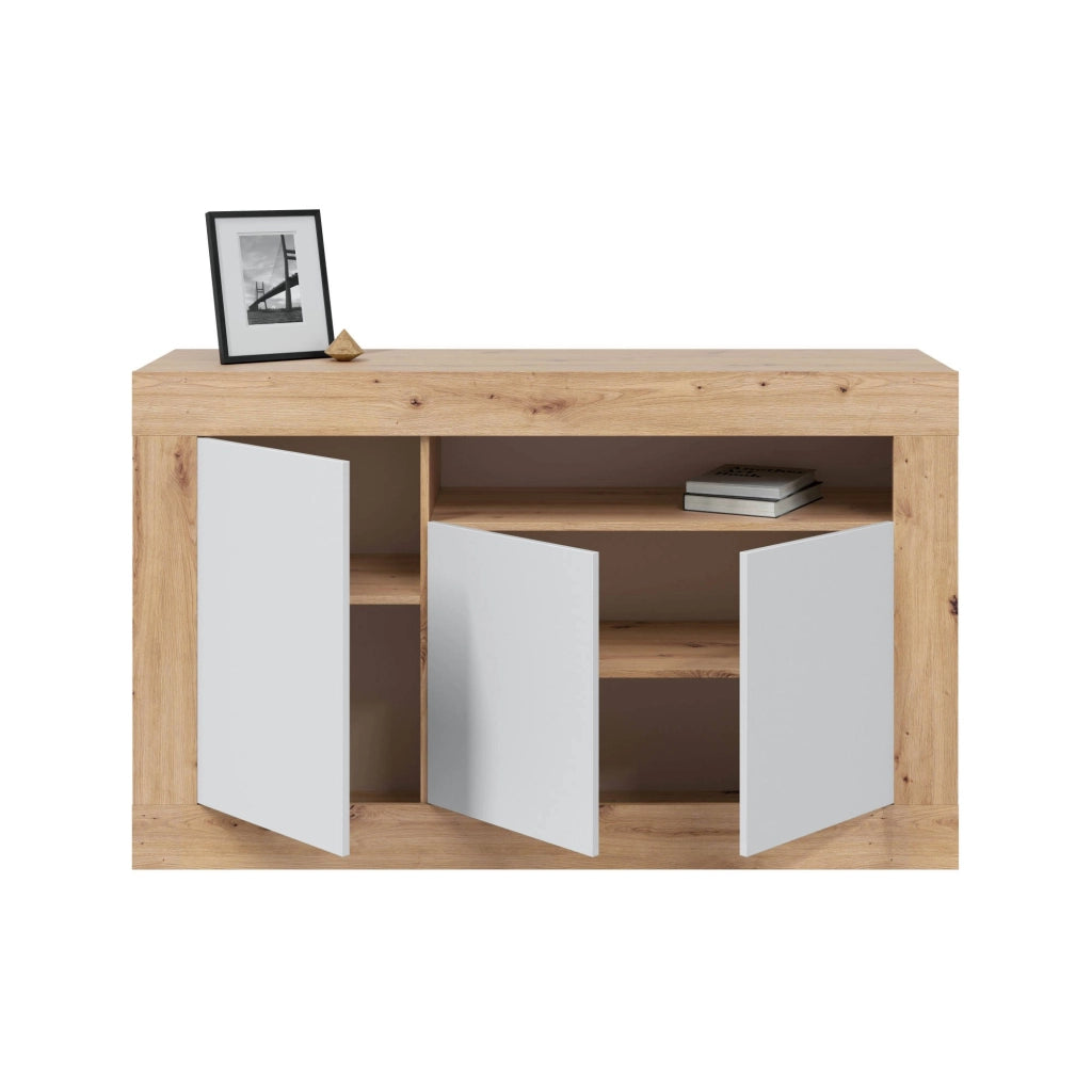 Madia Ilizia, Credenza 3 Ripiani, 144x42x87h cm Marrone Rovere Nodi
