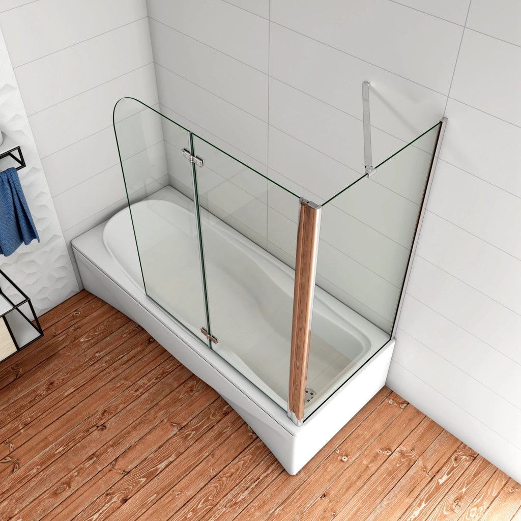 120x140cm Parete Doccia Sopravasca Angolare 2 Ante Pieghevoli con Parete Laterale 70 cm Vetro Temperato 6 mm Trasparente Anticalcare Cromato Lucido