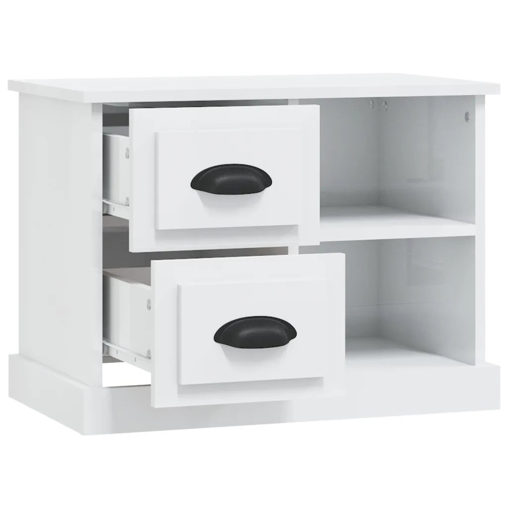 Comodino Bianco Lucido 60x35,5x45 cm 816370