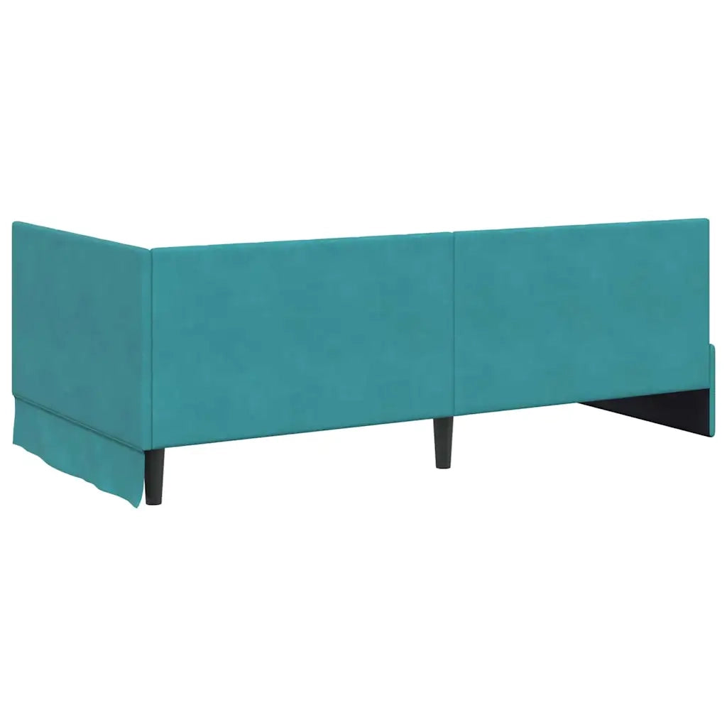 Cornice del letto ad angolo Turchese 100 cm x 200 cm Velluto