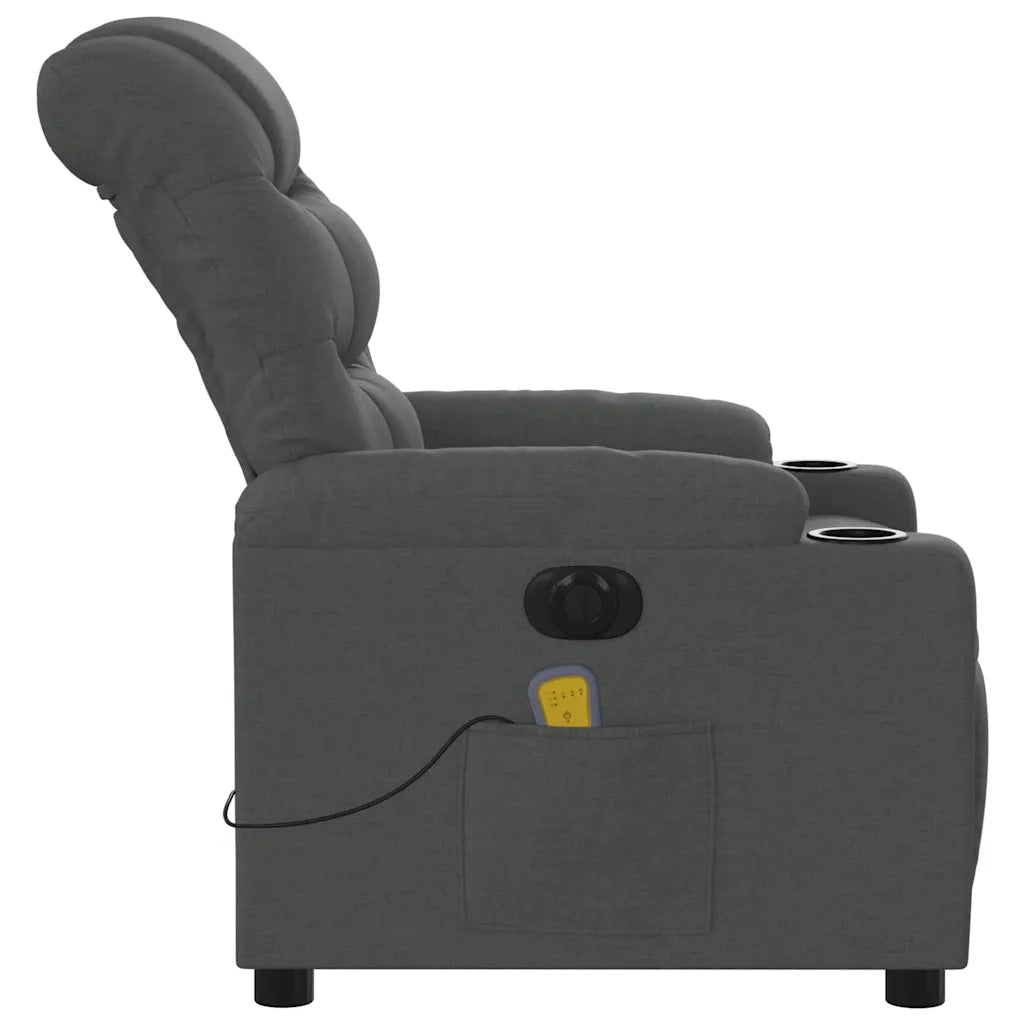 Divano Sedia-Poltrona Reclinabile Massaggio Elettrica Grigio Scuro Tessuto 531216