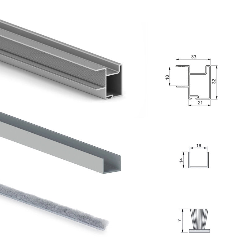 Kit di ferramenta per armadio a 2 ante e chiusura ammortizzata Placard 90, profilo Vall, spessore 19 mm, pannelli non ..
