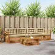 Set di divani da esterno con cuscino 5 pcs Naturale e Beige