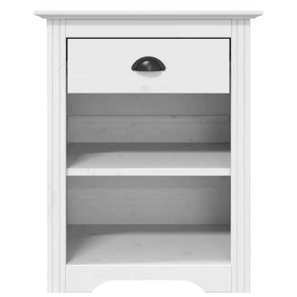 Comodino BODO 53x38,5x66 cm in Legno Massello di Pino Biancocod mxl 126203