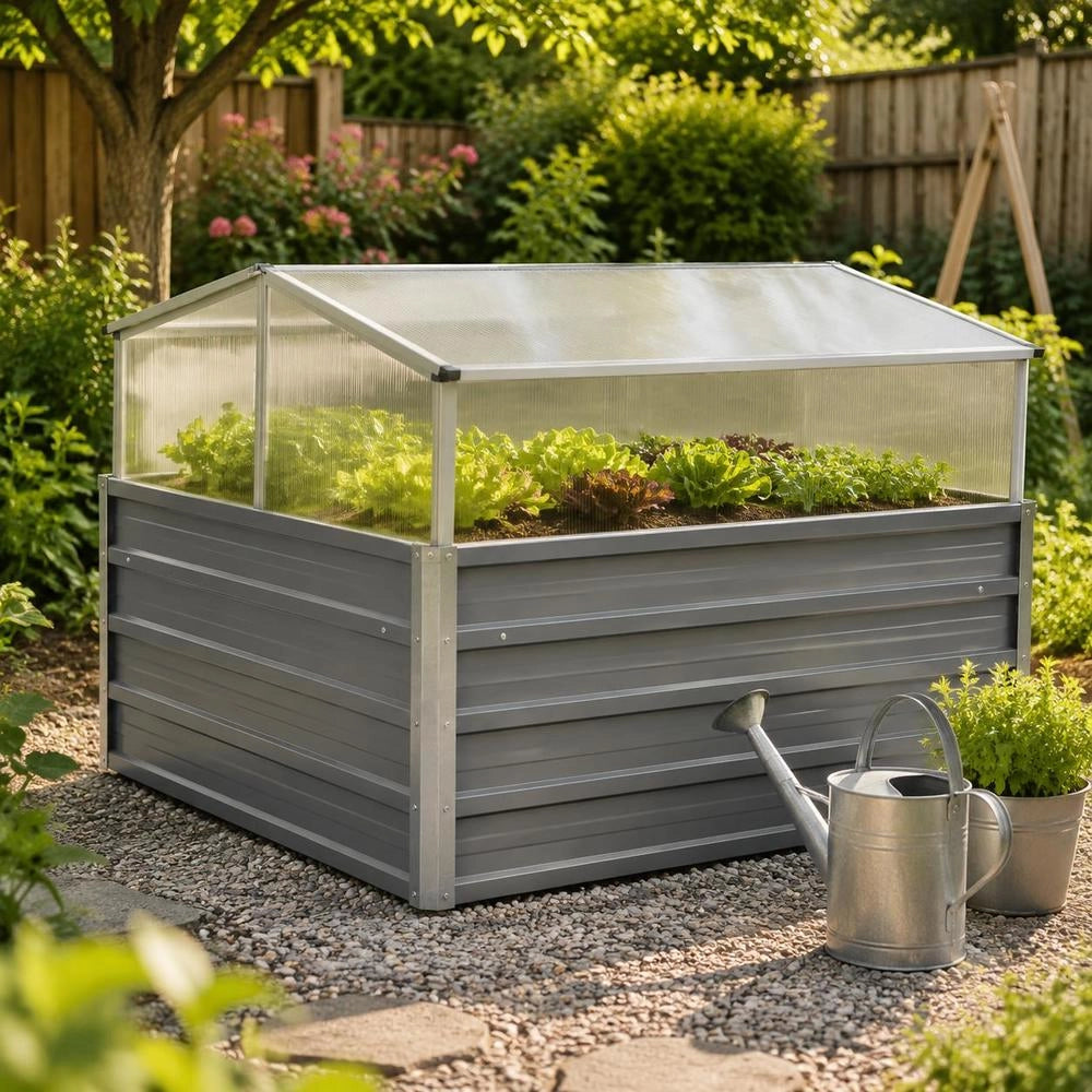 Greenhouse Grey Galvanized Steel 100x100x85 Cm