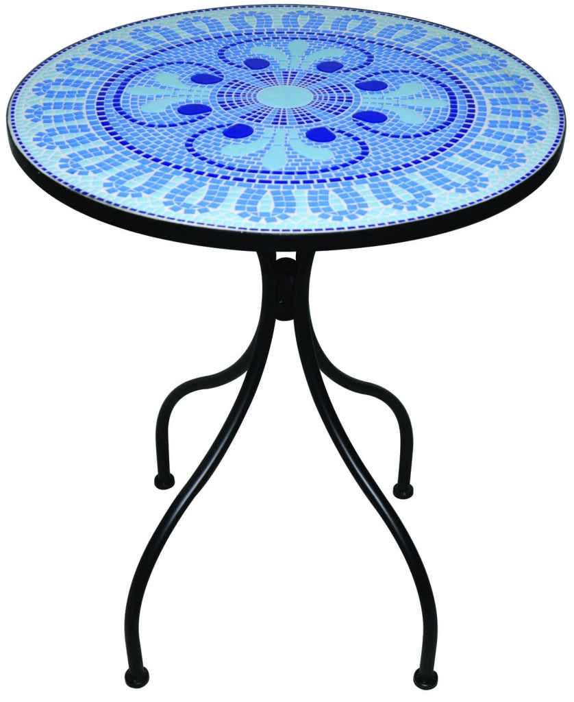 TAVOLO DA ESTERNO DECOJARDIN HELLAS ACCIAIO NERO PIANO IN CERAMICA DECORATA 80CM