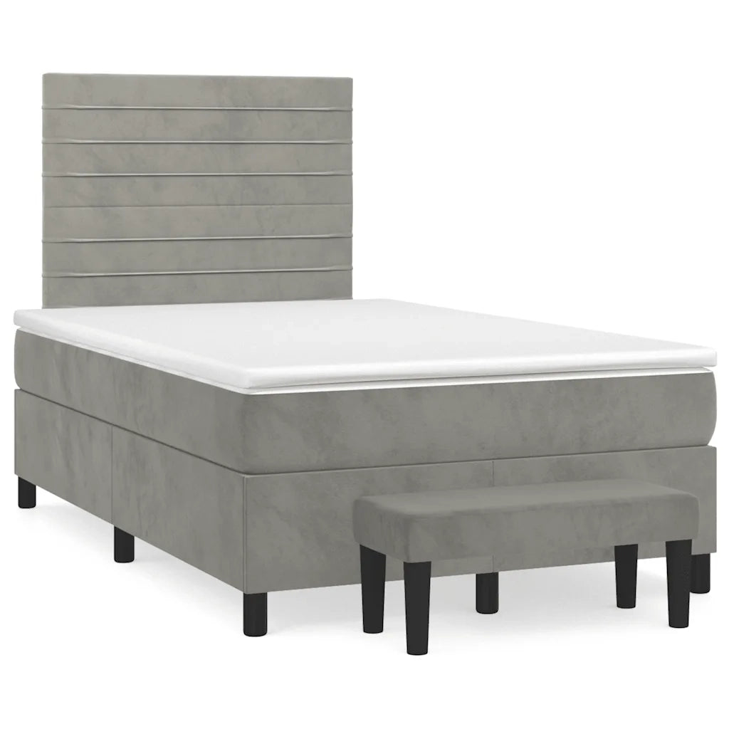 Giroletto a Molle con Materasso Grigio Chiaro 120x190cm Velluto