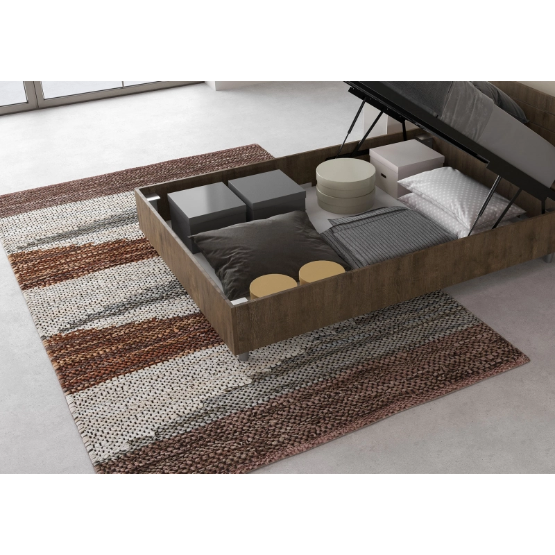 Letto 1 piazza e mezza 120x190 cm testata dritta Demas - Senza rete,Noce