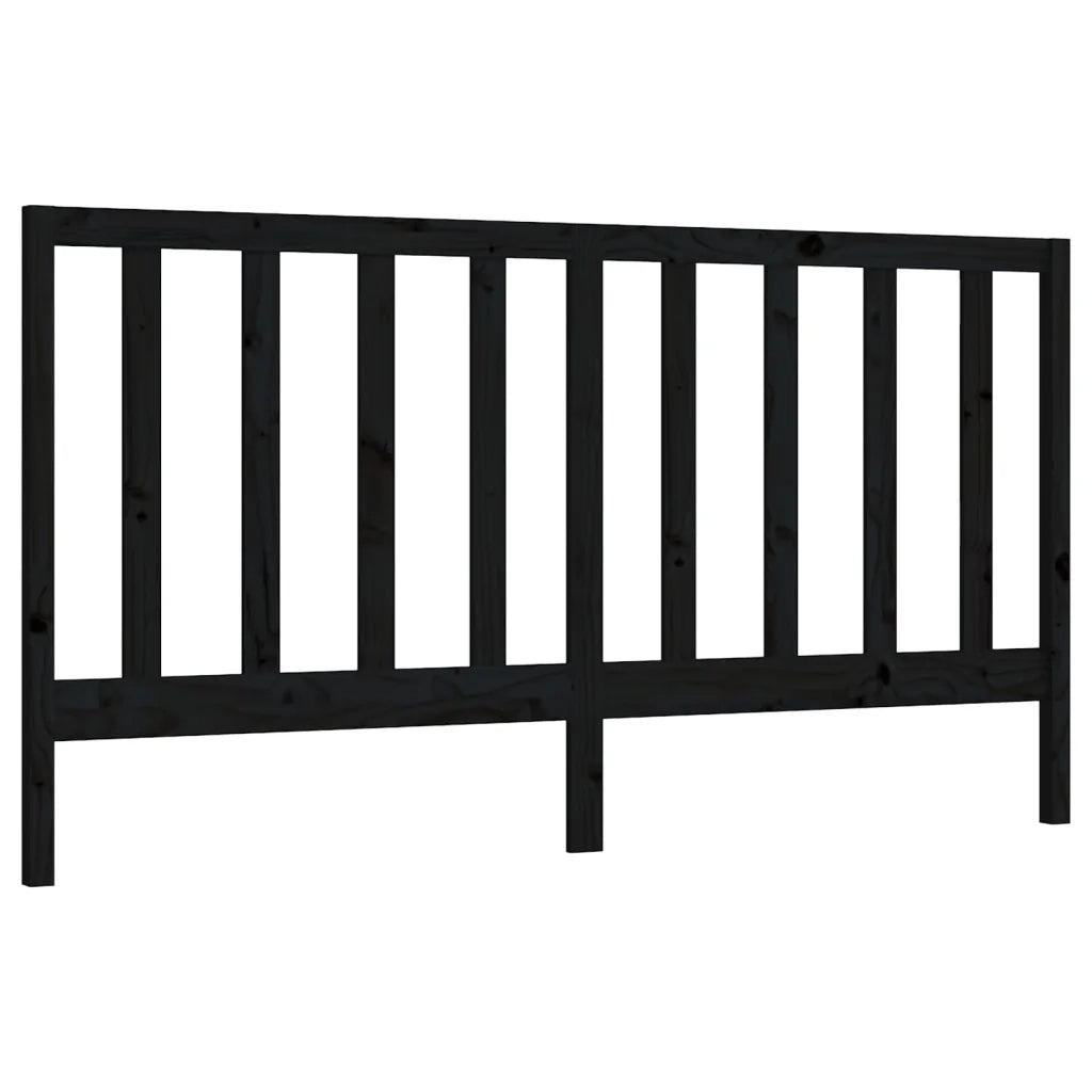 Testiera per Letto-Testata-Testiera Decorativa Nera 206x4x100 cm in Legno Massello di Pino 421359