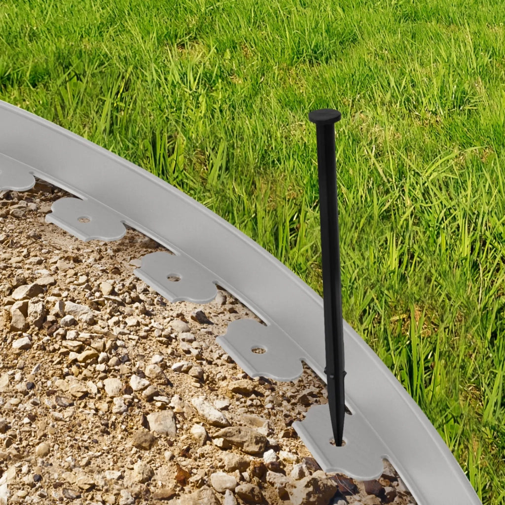IDMarket - Cordone flessibile da giardino 10 M grigio alto 5 CM + 30 picchetti