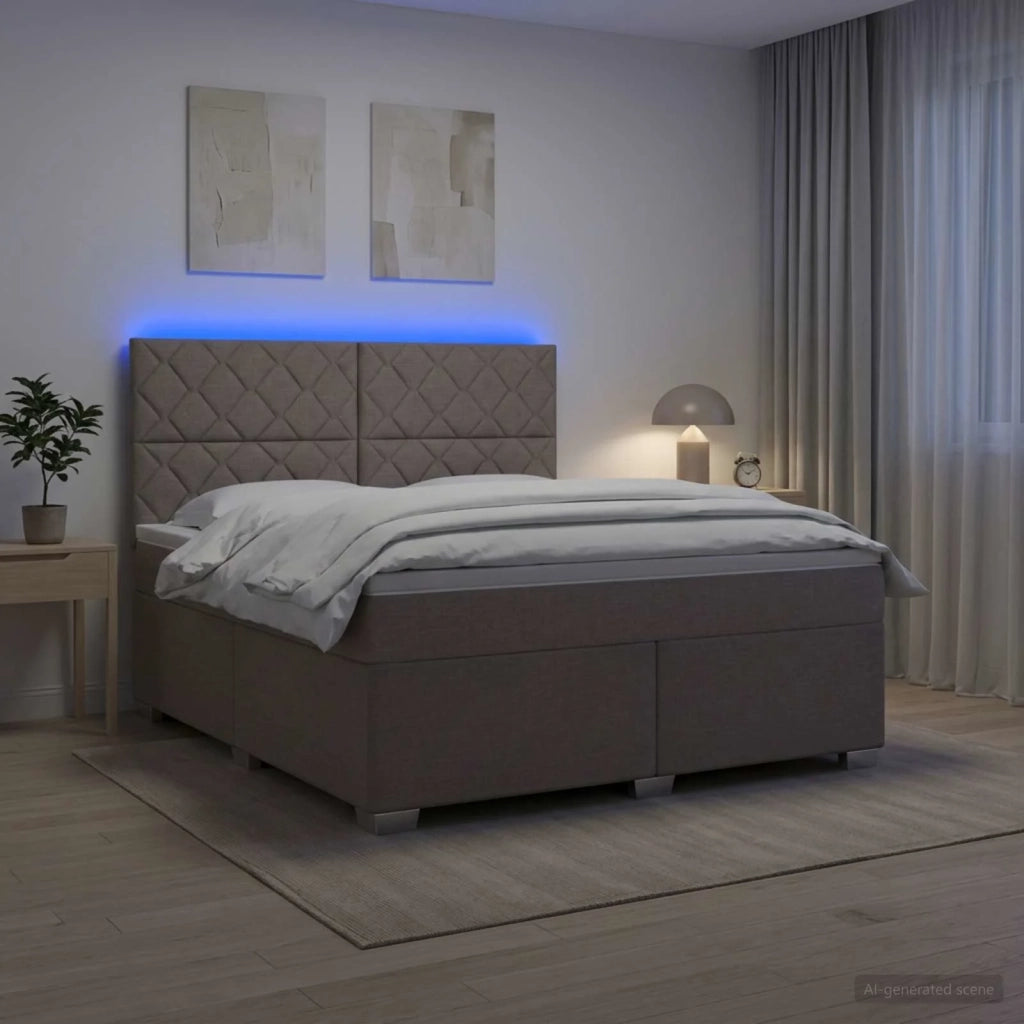 Letto box spring con materasso Tortora 160 x 200 cm Tessuto 3454919