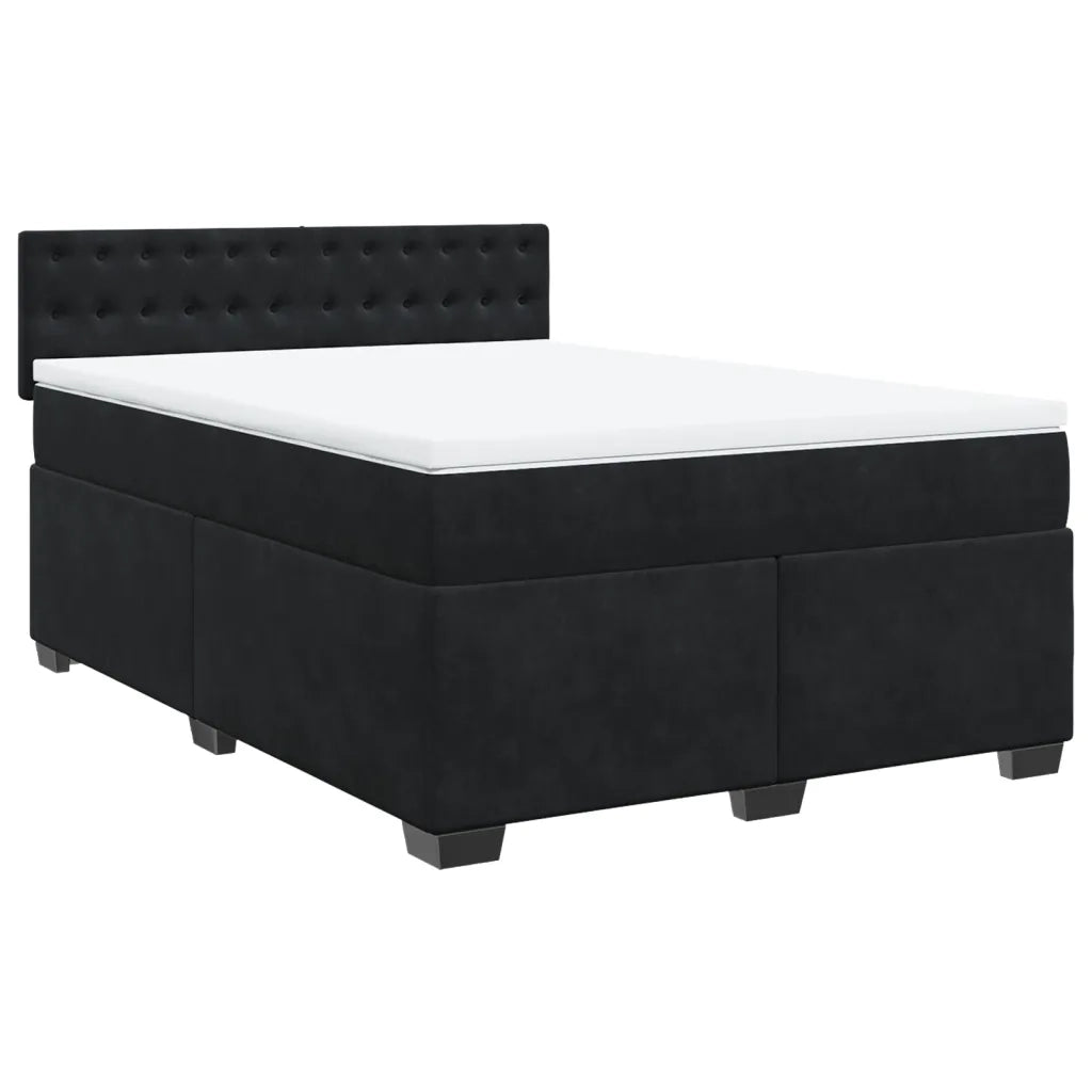 Giroletto a Molle con Materasso Nero 140x200 cm in Velluto